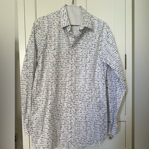 Dior white long sleeve button up with words written in black men’s shirt